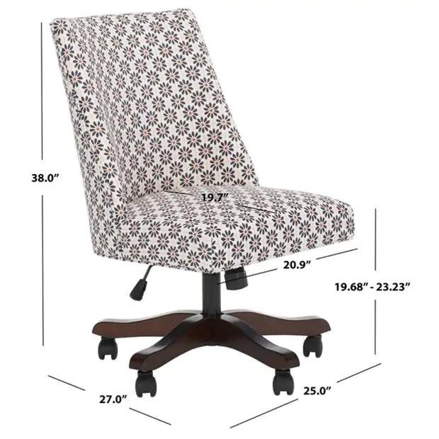 Floral Upholstered Rolling Desk Chair Antique Farmhouse