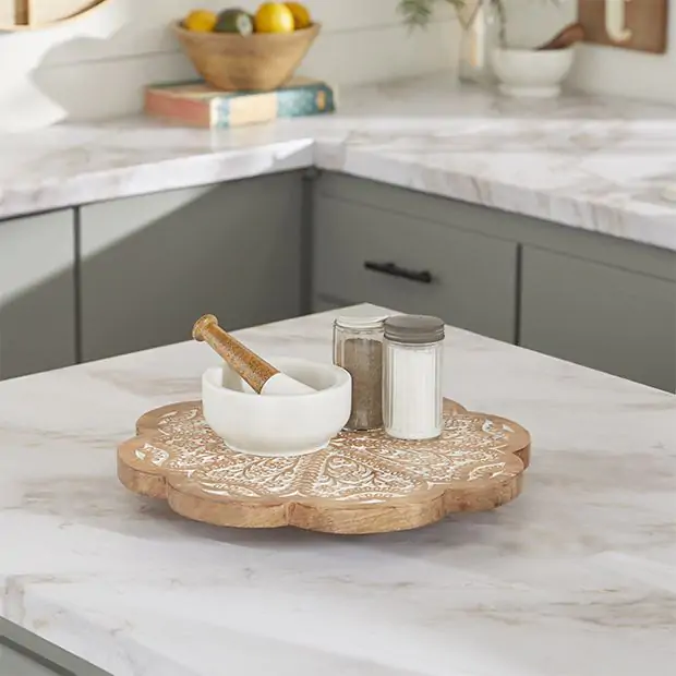 Flower Petal Wood Lazy Susan | Antique Farmhouse