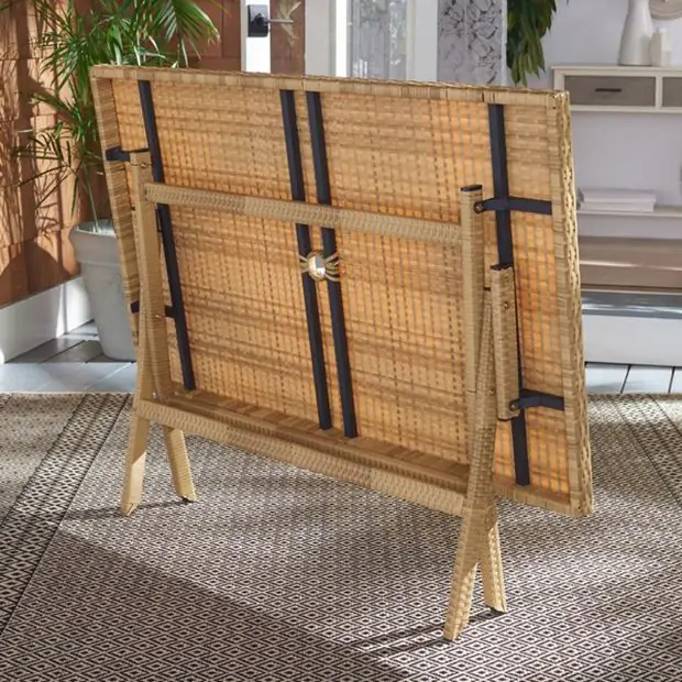 Folding Outdoor Wicker Dining Table Antique Farmhouse