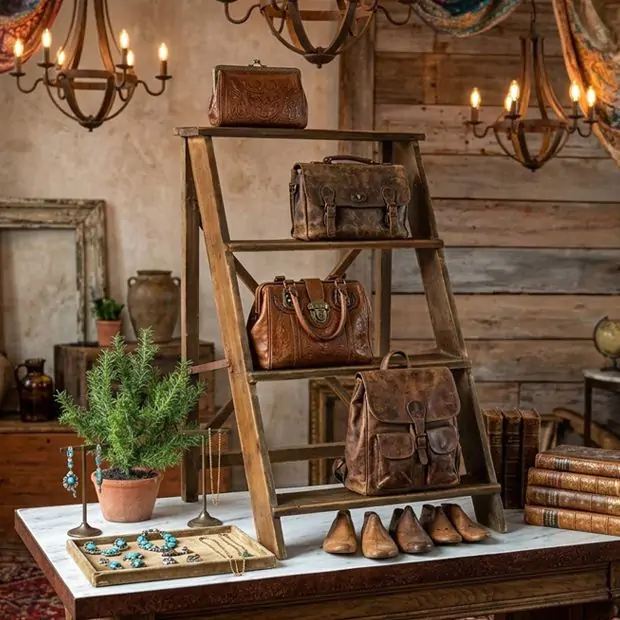 Folding Wooden Step Display Stand | Antique Farmhouse