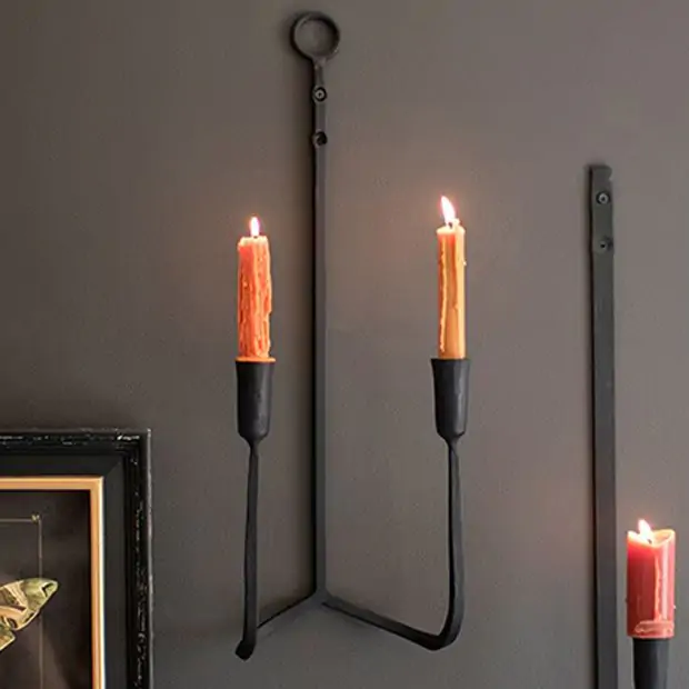 Set Of 2 Black Metal Wall Sconces – Holds 2 Pillar Candles, Traditional Weathered Finish – Ready To Hang