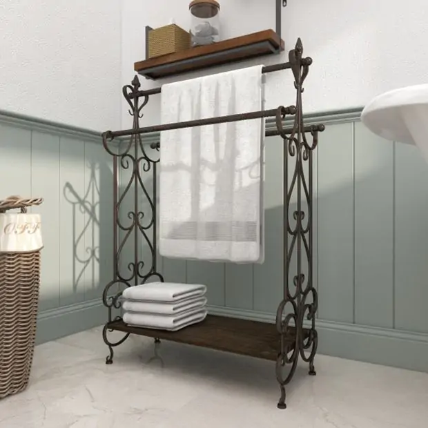 Freestanding Towel Display Rack Antique Farmhouse