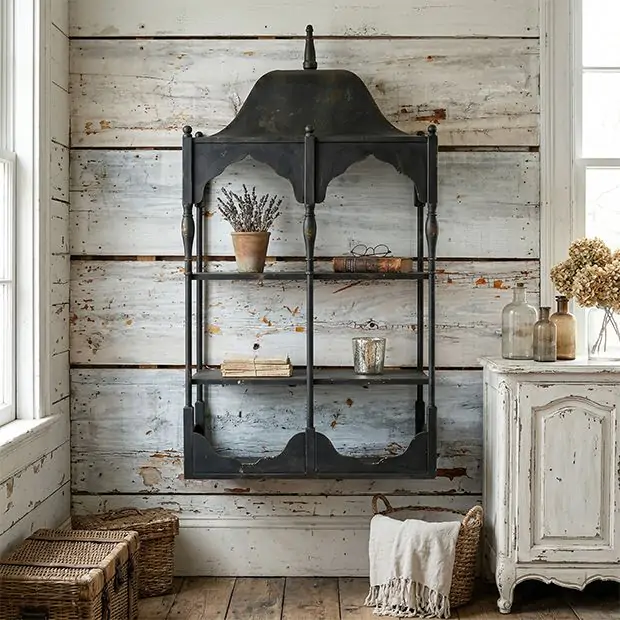 French Country Canopy Wall Shelf | Antique Farmhouse