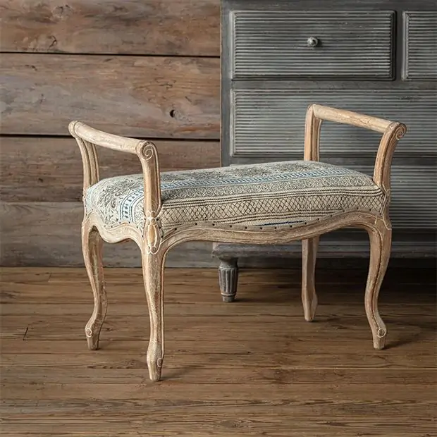 French Country Farmhouse Vanity Bench Antique Farmhouse