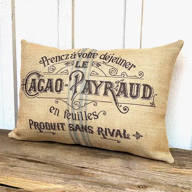 French Country Grain Sack Pillow Antique Farmhouse
