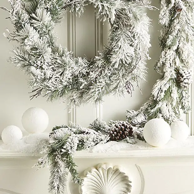 Frosted Pine Garland | Antique Farmhouse