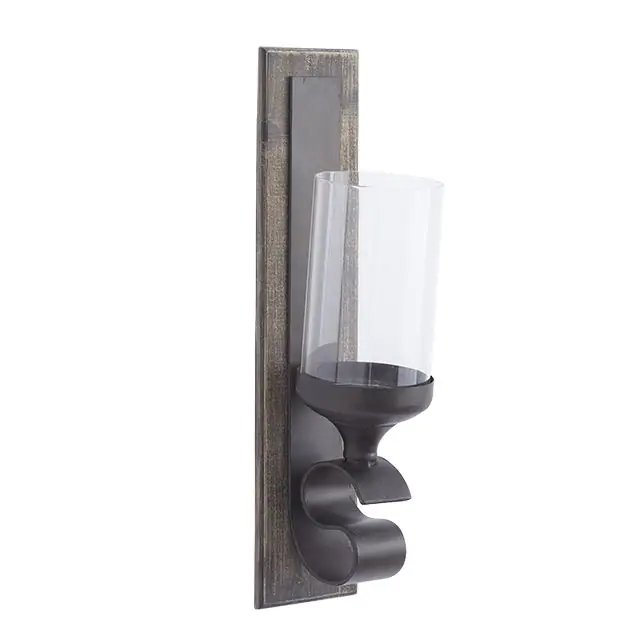 Glass Cylinder Candle Holder Wall Sconce Set of 2 Antique Farmhouse