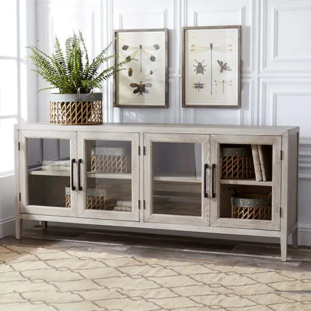 Glass Door Farmhouse Sideboard Cabinet Antique Farmhouse