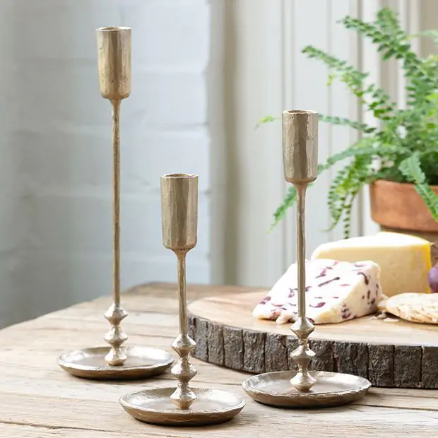 Set Of 3 Matte Black Metal Taper Candlesticks - Vintage Modern Candle Holders For Table, Mantel, Wedding - View #3