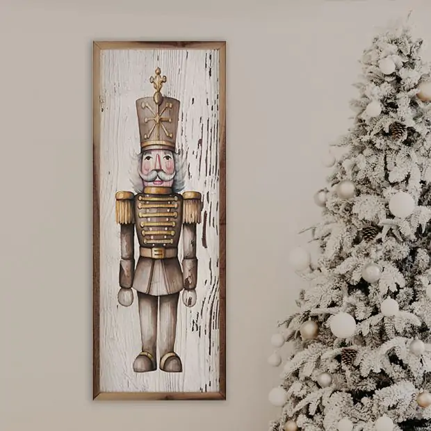 Gold Nutcracker Whitewash Wall Art | Antique Farmhouse
