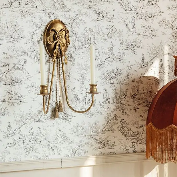 Golden Bow Wall Sconce Candle Holder Set of 2 Antique Farmhouse