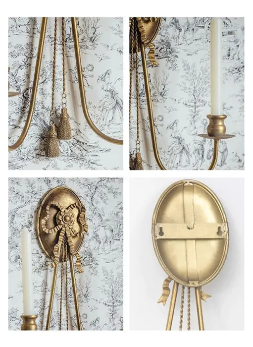 Golden Bow Wall Sconce Candle Holder Antique Farmhouse