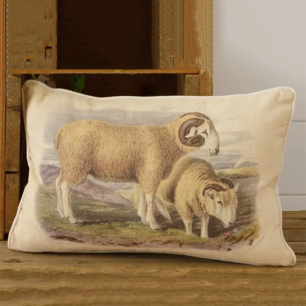 Grazing Sheep Farmhouse Accent Pillow Antique Farmhouse