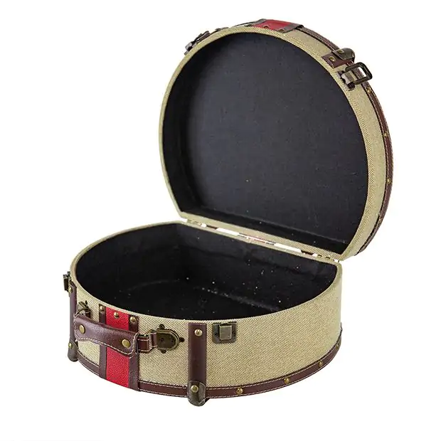 Handled Retro Hat Box Case | Antique Farmhouse display picture 2