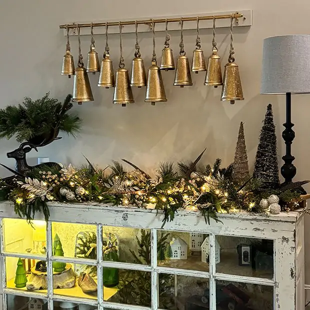 Hanging Brass Bells Wall Decor Antique Farmhouse