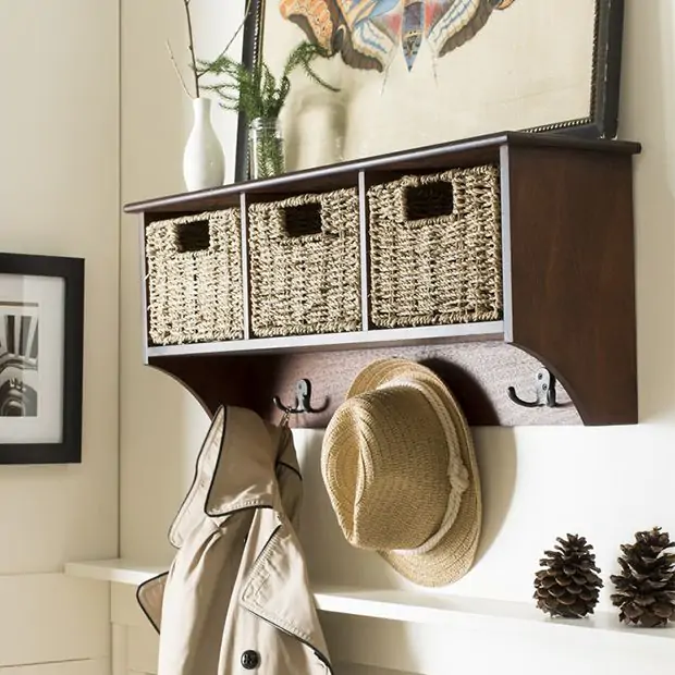 Hanging Entryway Basket Organizer Antique Farmhouse
