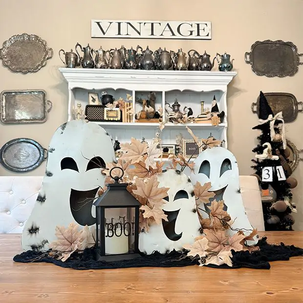 Happy Halloween Ghost Tabletop Decor Set of 3 | Antique Farmhouse 