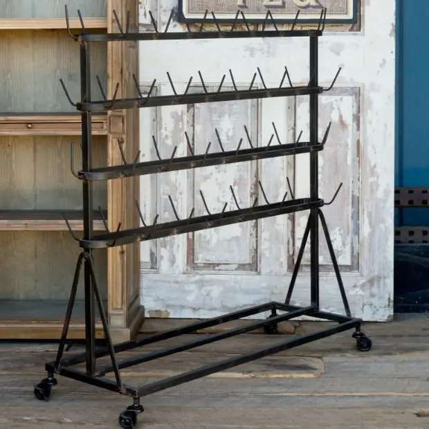 HUGE Rolling Glass Bottle Drying Rack Antique Farmhouse