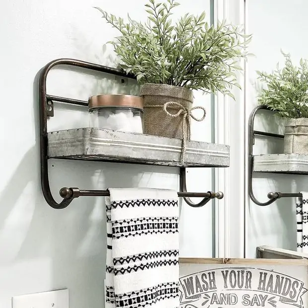 Kitchen Wall Shelf With Towel Rack Antique Farmhouse