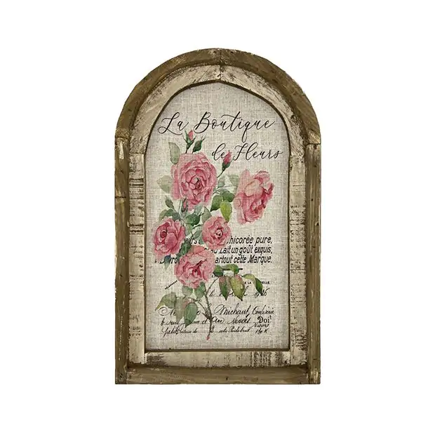 La Boutique Pink Rose Framed Linen Wall Art | Antique Farmhouse