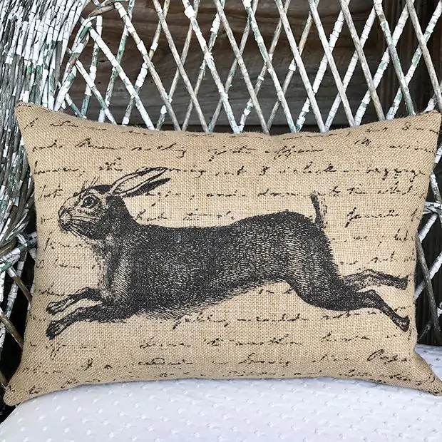 Burlap lumbar pillow top