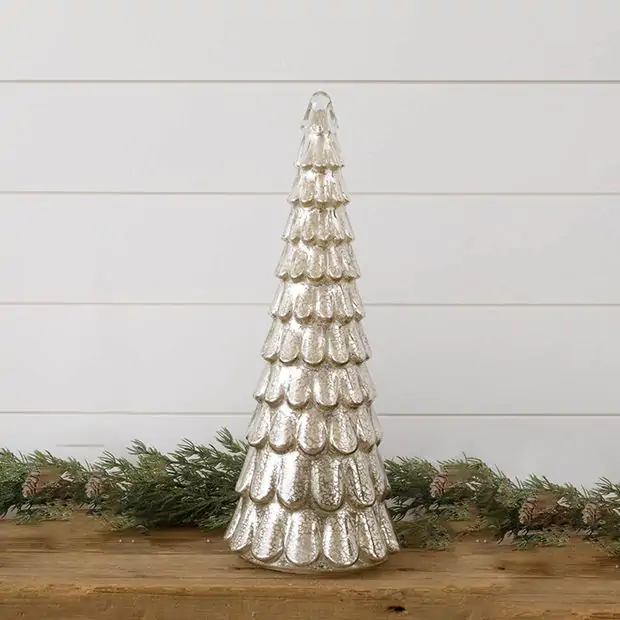 Lighted Layered Mercury Glass Christmas Tree | Antique Farmhouse