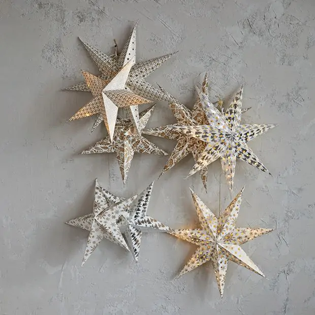 Christmas paper stars with lights top