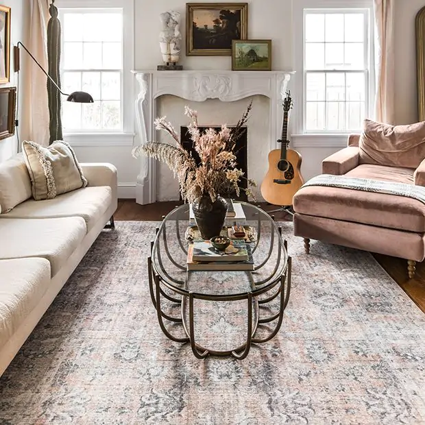 Loloi II Skye Collection Blush/Grey Area Rug | Antique Farmhouse