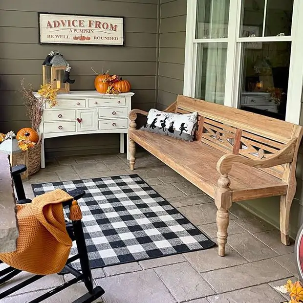 Long Teak Wood Outdoor Bench Antique Farmhouse