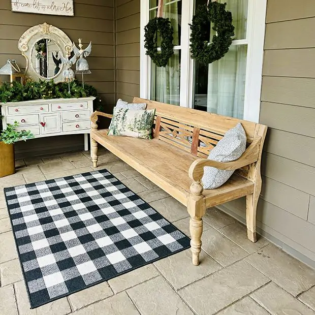 Long Teak Wood Outdoor Bench Antique Farmhouse