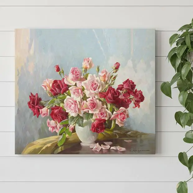 Antique Rose Wall Arrangement ウォールアート Lovely Roses Canvas Wall Art | Antique Farmhouse