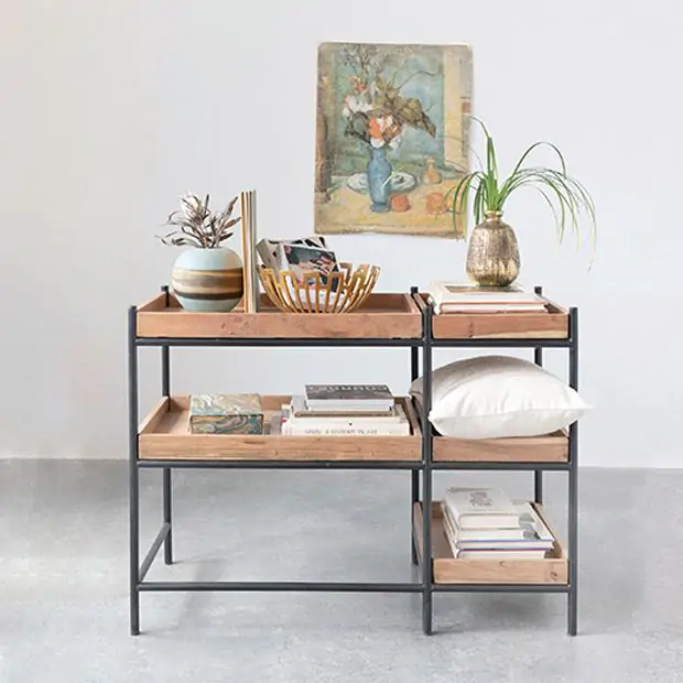 Mango wood and iron console table discount