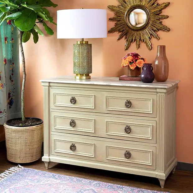 Marble Top 3 Drawer Cabinet Antique Farmhouse