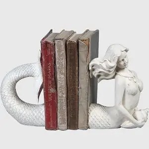 10-inch Resin Mermaid (Set Of 2 Pieces) Bookends, Antique