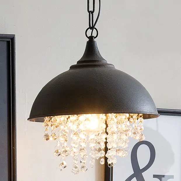 Metal Chandelier With Glass Crystals Antique Farmhouse