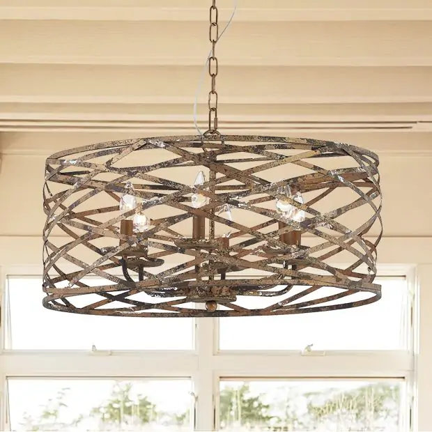 Metal Ribbons Drum Pendant Light Antique Farmhouse