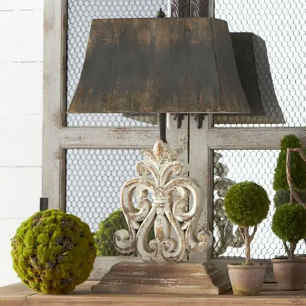 Metal Shade Fontaine Scroll Lamp | Antique Farmhouse