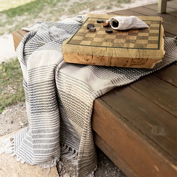 Modern Boho Fringed Picnic Blanket Antique Farmhouse