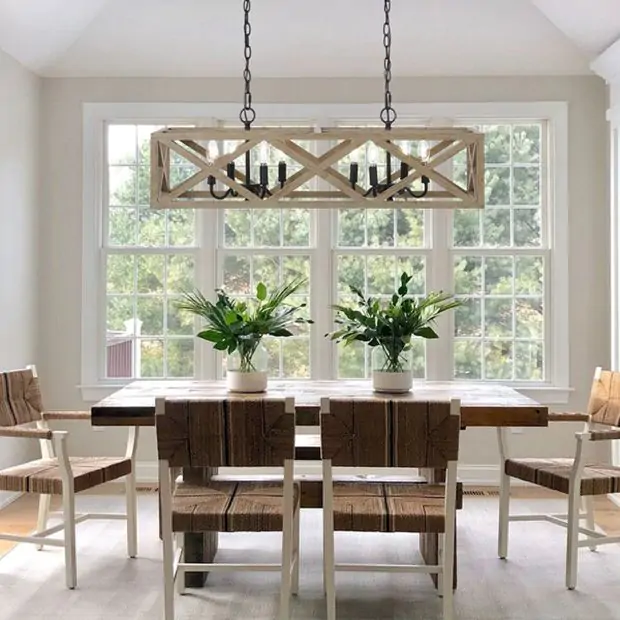 Modern Farmhouse Criss Cross Linear Pendant Light Antique Farmhouse