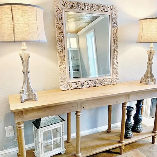 コーハウス　アンファン フロアスタンド アメリカンカントリー Natural Farmhouse Console Table | Antique Farmhouse