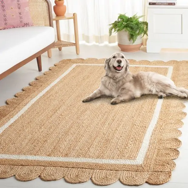 Natural jute fiber rug in farmhouse setting