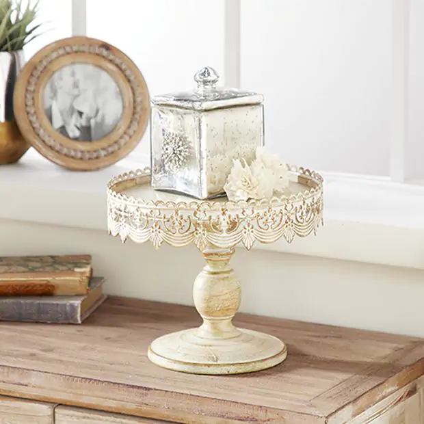 Ornate Metal Cake Stand Antique Farmhouse