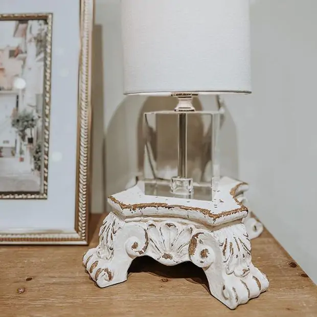 Ornate Pedestal Lamp Riser Antique Farmhouse