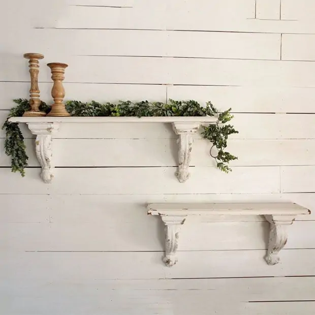 Monroe Lane Farmhouse Wood Wall Shelf White