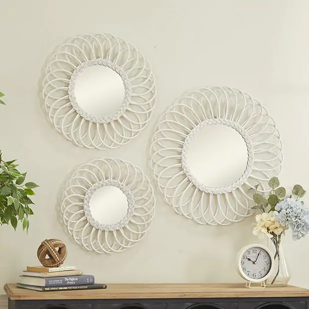 Pale Round Rattan Mirror Set of 3 | Antique Farmhouse