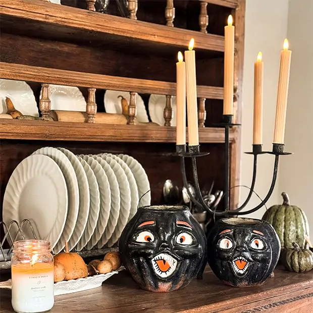 Paper Mache Black Pumpkin Choir Boy | Antique Farmhouse