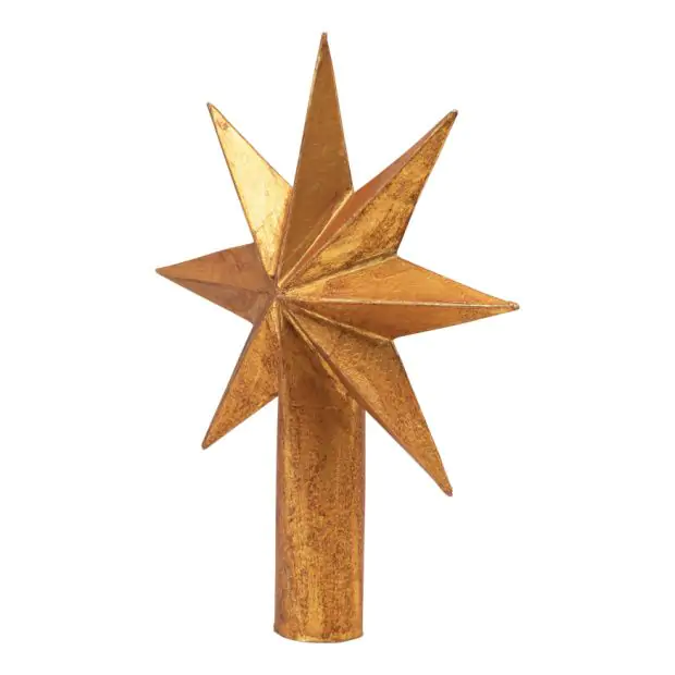 Paper Mache Star Paper Mache Holiday Star Tree Topper | Antique