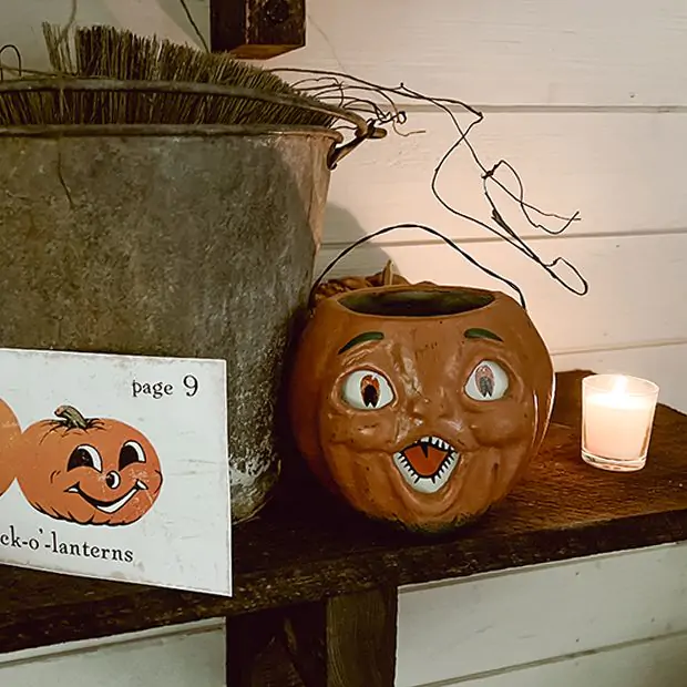 Paper Mache Orange Pumpkin Choir Boy 5 Inch | Antique Farmhouse