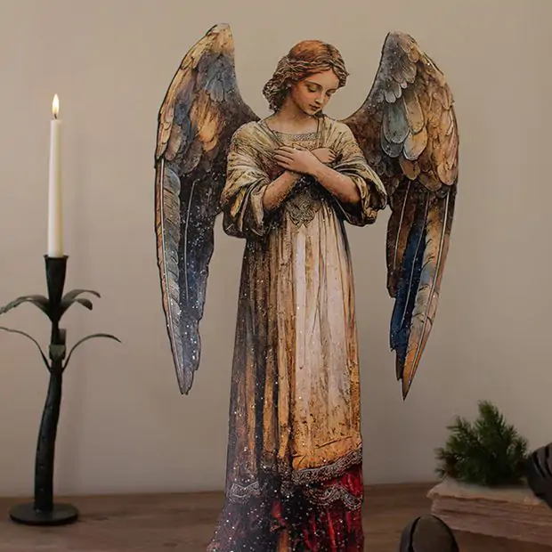 Angel ページ Printed Angel On Easel Stand | Antique Farmhouse