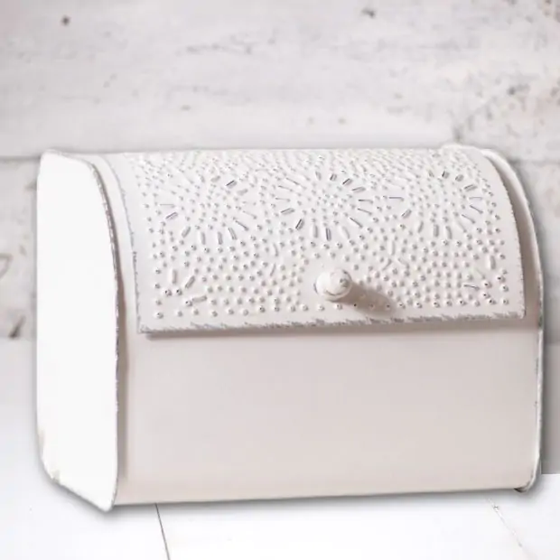 Punched Tin Lift Top Bread Box | Antique Farmhouse